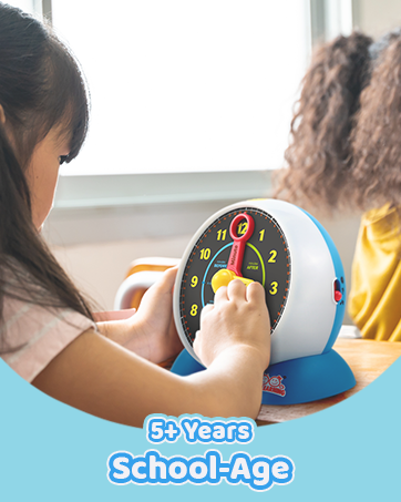 5 years+,  abilities and understanding of concepts and the world around them continue to grow