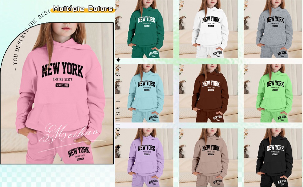 2 Piece Outfits Hoodie Sweatshirts And Sweatpants with Pockets Fall Winter Fashion Jogger Sets