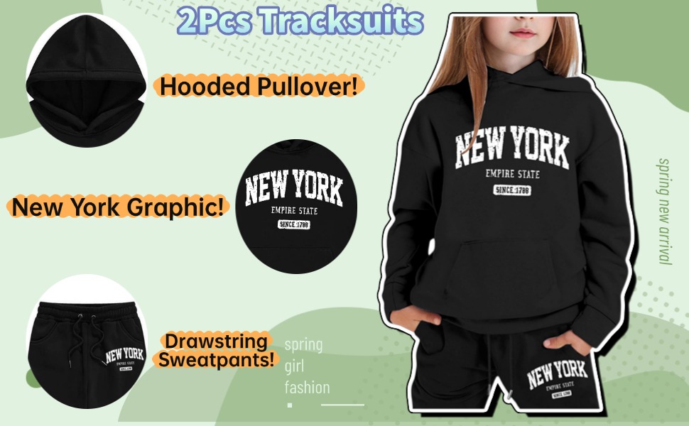 Toddler Kids New York Tracksuit Boys Girls 2 Piece Sweatsuit