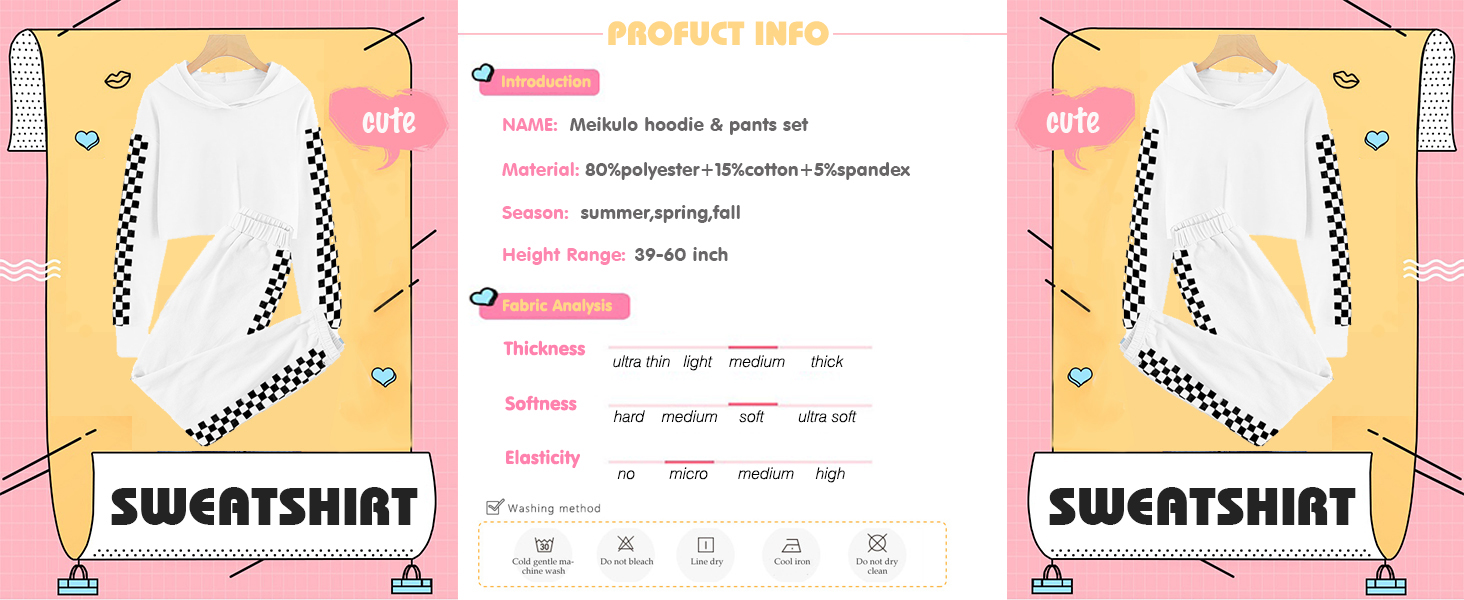 Meikulo Kids 2 Piece Outfits Girls Crop Tops Hoodies Long Sleeve Fashion Sweatshirts and Sweatpants